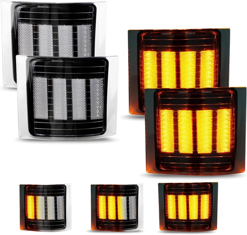 Best View Side Marker Turn Signal Lights LED Corner Light Assembly, Chrome Housing Clear Lens for Chevy C/K C10 Pickup Truck 1500 2500 3500 1994-1998 Silverado Tahoe, Dynamic Amber, Pack of 4 - Image 1